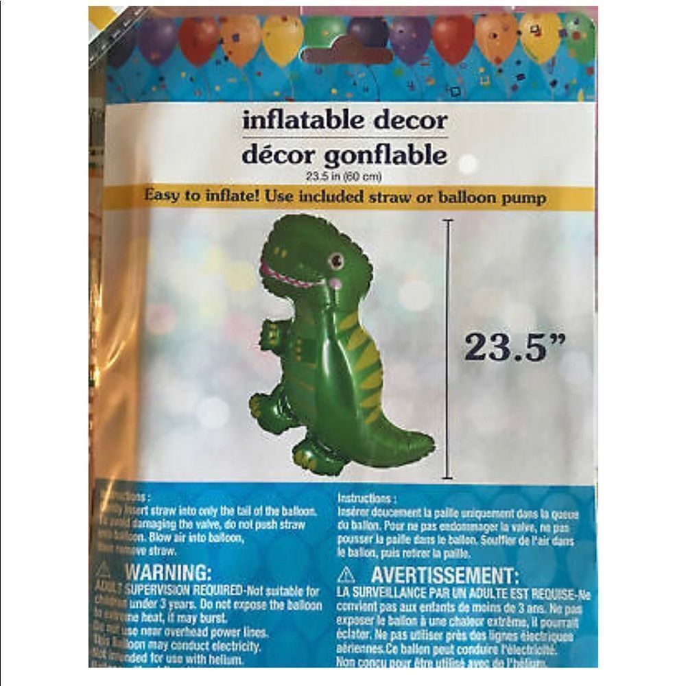 Set 2-Inflatable Dinosaur T. Rex green Foil Balloons 23.5” Birthday Party Decor